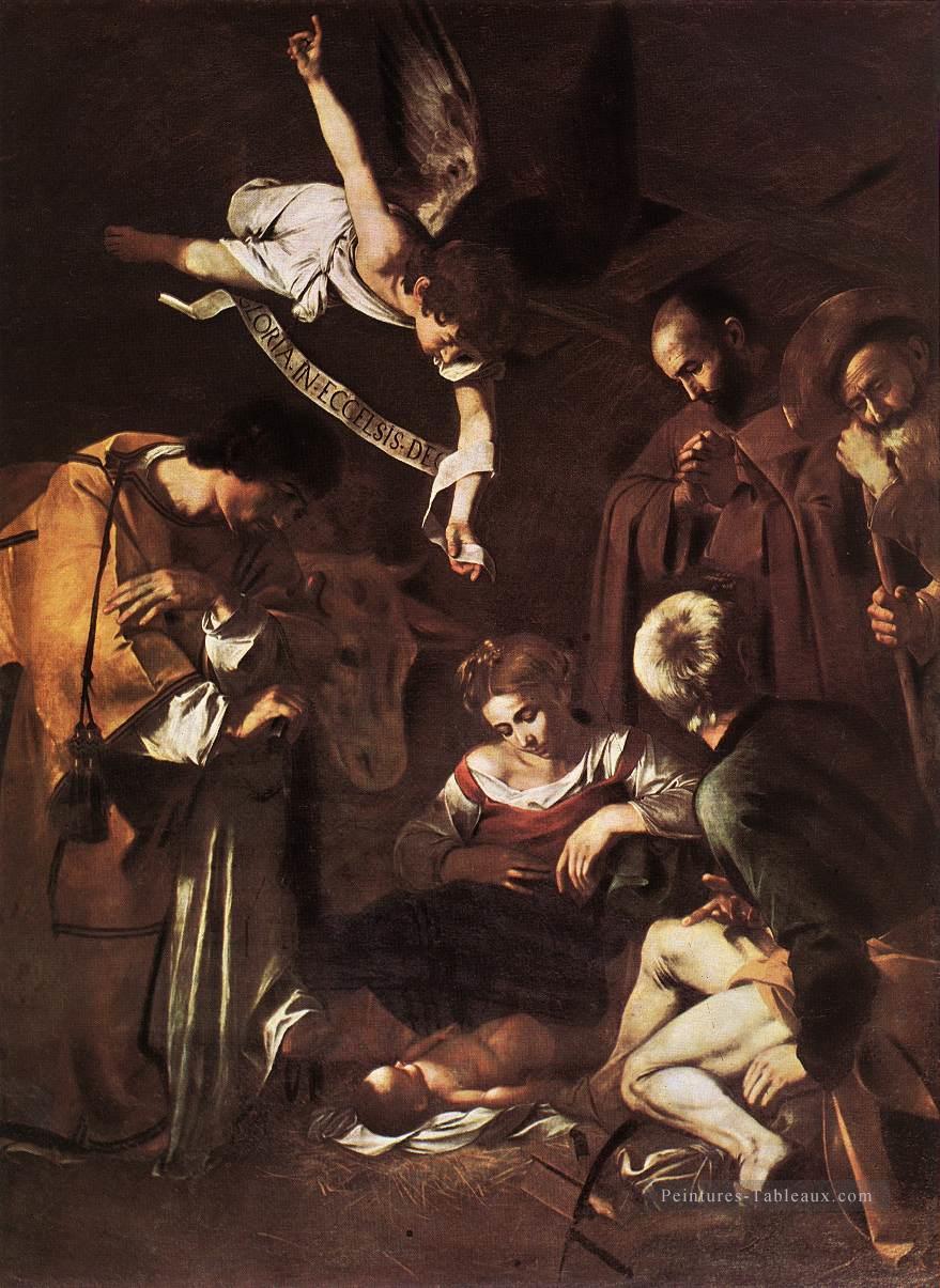 Nativité avec saint François et saint Laurent Caravage Peintures à l'huile